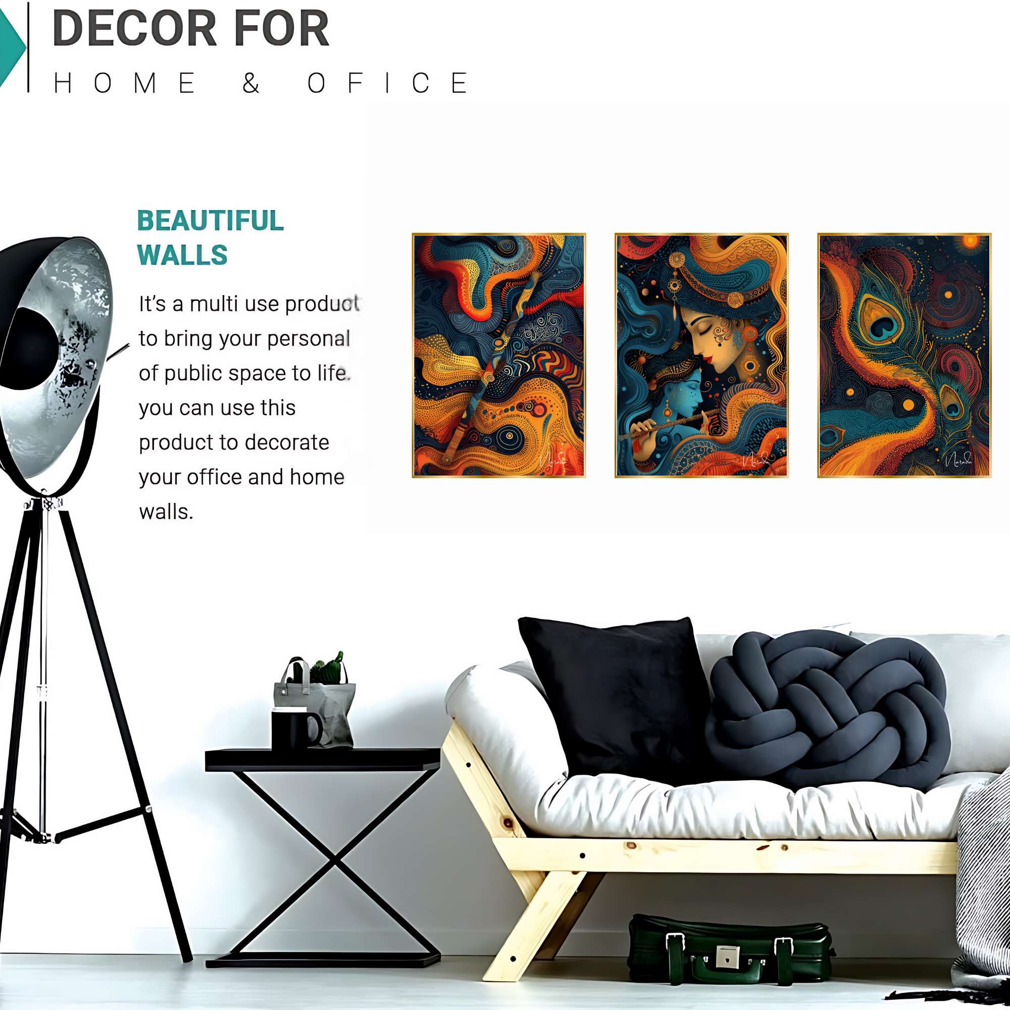 Set of Three Wall Paintings for Wall Dacoration Golden Framed Wall Paintings for Living Room & Bedroom Wall Art for Home Decoration & Office Wall Décor (18x12 inch CH-GD3-3) - Image 4